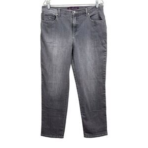 Gloria Vanderbilt Amanda Jeans Straight Leg Stretch High Rise Gray Women Size 12
